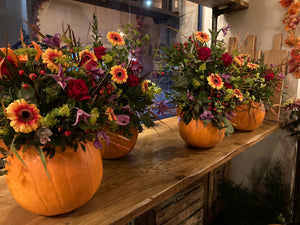 Floral Pumpkin Workshop – Saturday 26th October 2024, Starting @ 3pm (£75 per person) 2 hours