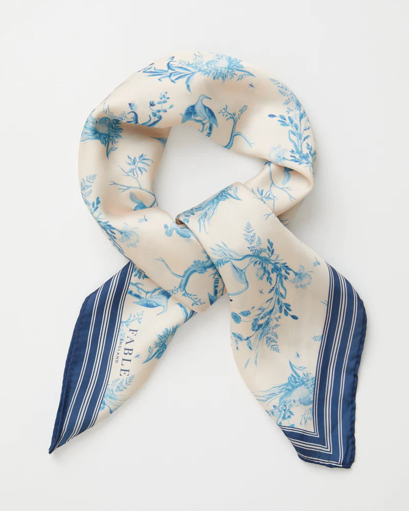 Toile de Jouy Vintage Blue Square Scarf – The Cove