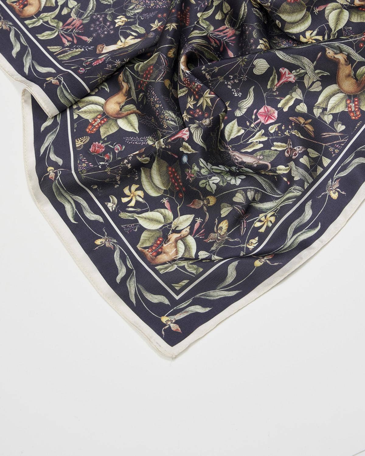 FABLE Wolf Garden Navy Square Scarf