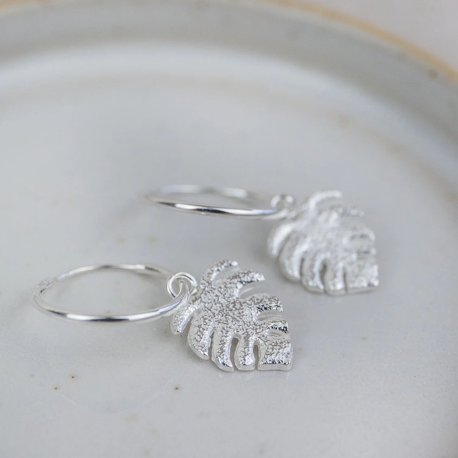 Monstera Charm Hoops