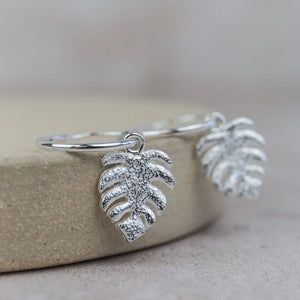 Monstera Charm Hoops