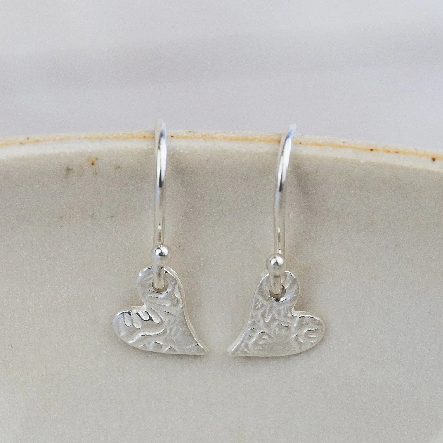 Mini Textured Tilted Heart Earrings